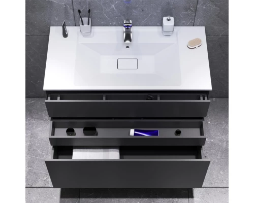 Тумба с раковиной графит матовый 100,8 см Am.Pm Inspire 2.0 M50AFHX1003GM + M50AWPX1001WG