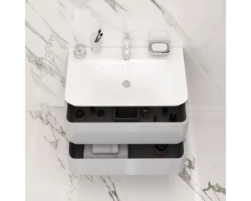 Тумба с раковиной серый шелк глянец 80 см Am.Pm Sensation M30FHX0802FG + M30WPC0801WG