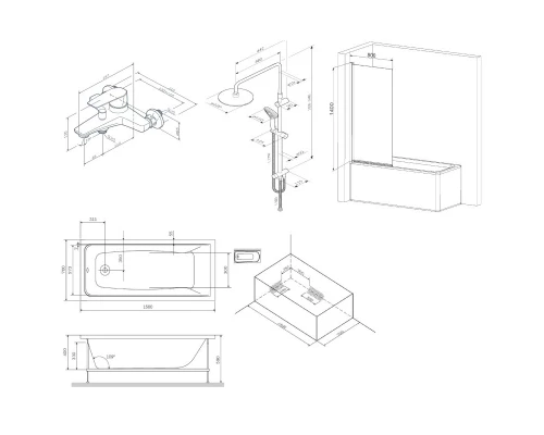 Акриловая ванна 150x70 см Am.Pm Gem W90ASET-150D8
