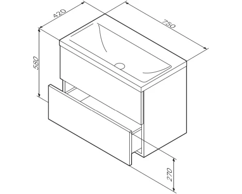 Тумба черный матовый 75 см Am.Pm Gem M90FHX07522BM