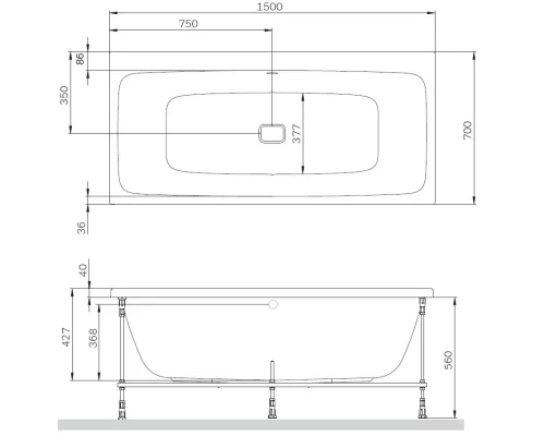 Акриловая ванна 150x70 см Am.Pm Func W84A-150-070W-A