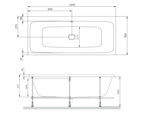 Акриловая ванна 160x70 см Am.Pm Func W84A-160-070W-A