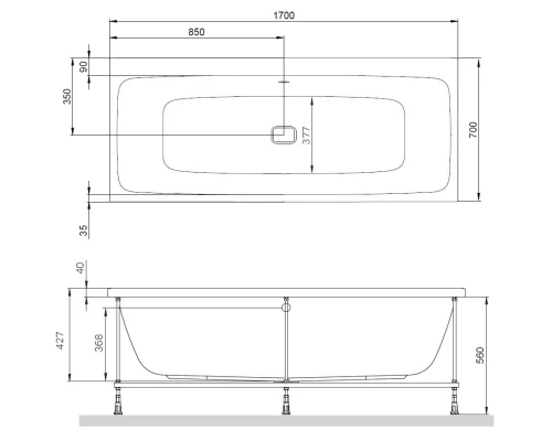 Акриловая ванна 170x70 см Am.Pm Func W84A-170-070W-A
