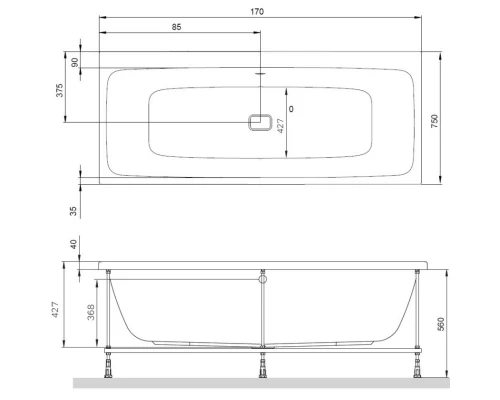 Акриловая ванна 170x75 см Am.Pm Func W84A-170-075W-A