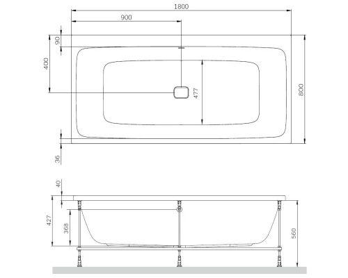 Акриловая ванна 180x80 см Am.Pm Func W84A-180-080W-A