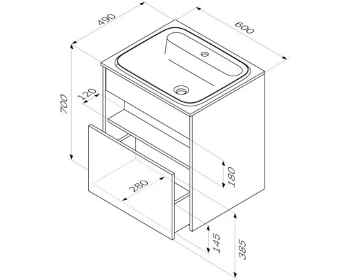Тумба белый глянец 60 см Am.Pm Func M8FFUX0601WG