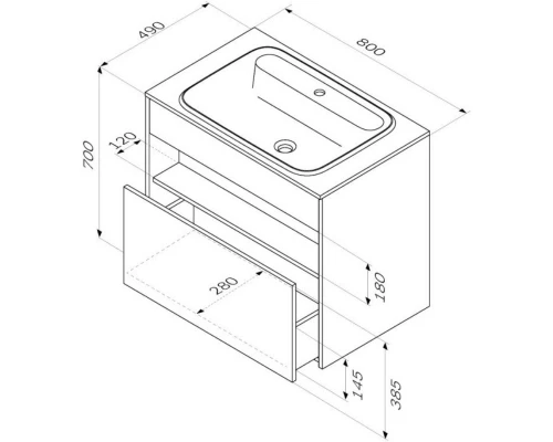 Тумба белый глянец 80 см Am.Pm Func M8FFUX0801WG
