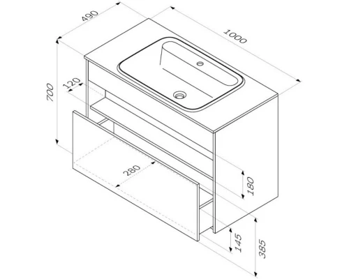 Тумба темное дерево 100 см Am.Pm Func M8FFUX1001OF