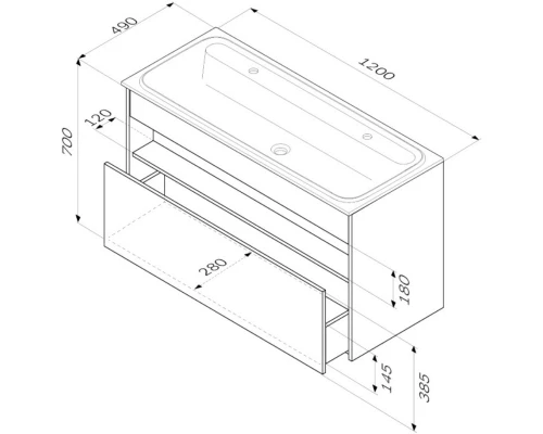 Тумба темное дерево 120 см Am.Pm Func M8FFUX1201OF