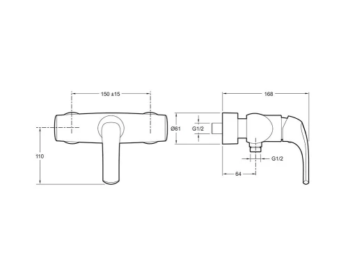 Смеситель для душа Jacob Delafon Nateo E71253-CP + E99898RU-CP