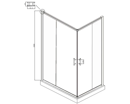 Душевой уголок 120х80 см Ambassador Kingston 14011101 прозрачное