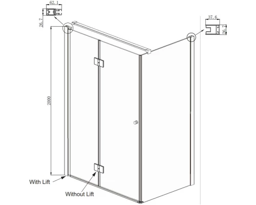 Душевой уголок 120х80 см Ambassador Diamond 12011107L прозрачное