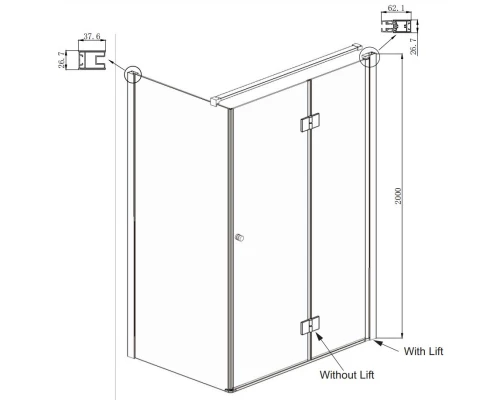 Душевой уголок 120х80 см Ambassador Diamond 12011107R прозрачное