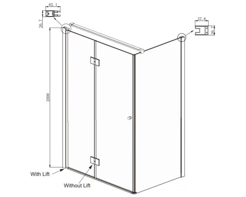 Душевой уголок 120х90 см Ambassador Diamond 12011108L прозрачное