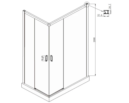 Душевой уголок 120х80 см Ambassador Queen 11011106R прозрачное