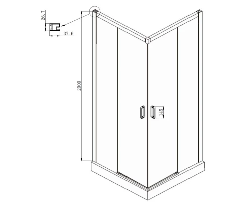 Душевой уголок 100х100 см Ambassador Queen 11011204Black прозрачное