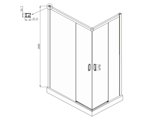 Душевой уголок 120х80 см Ambassador Queen 11011205LBlack прозрачное