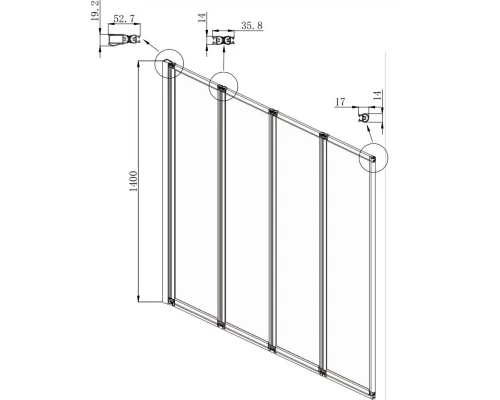 Шторка для ванны 90 см Ambassador Bath Screens 16041110L прозрачное