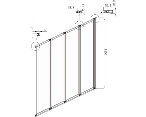 Шторка для ванны 90 см Ambassador Bath Screens 16041110R прозрачное