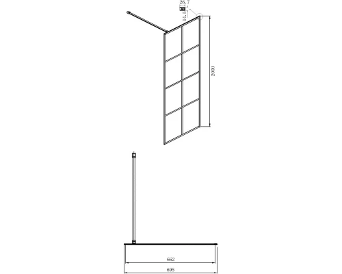 Неподвижная перегородка 69,5х200 см Ambassador Walk-in 15031243 прозрачное