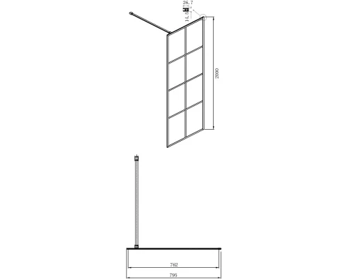 Неподвижная перегородка 79,5х200 см Ambassador Walk-in 15031242 прозрачное