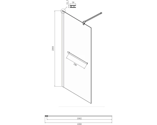 Неподвижная перегородка 110х200 см Ambassador Walk-in 15031234 прозрачное