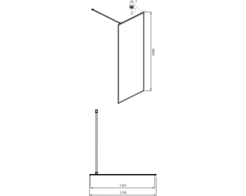 Неподвижная перегородка 119,5х200 см Ambassador Walk-in 15031216 прозрачное