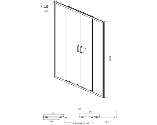 Душевой уголок 170х100 см Ambassador Forsa 17021112AX-100AX прозрачное