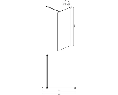 Неподвижная перегородка 90х200 см Ambassador Elysium 90CX прозрачное