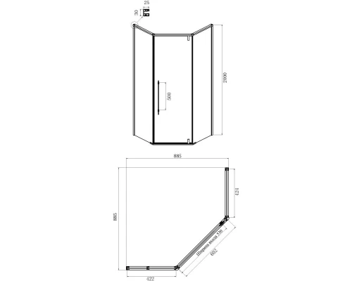 Душевой уголок 90х90 см Ambassador Ritz 112011202 прозрачное
