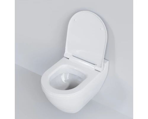 Подвесной безободковый унитаз с сиденьем микролифт Ambassador Nord 133T20001-132T20001S