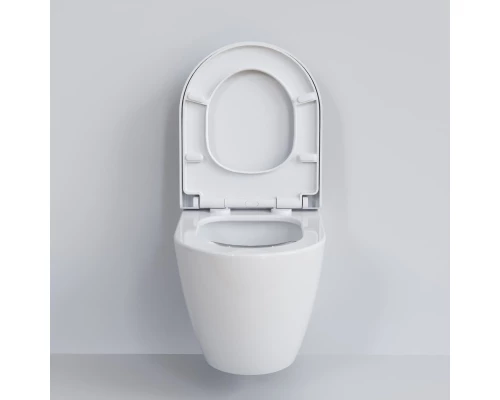 Подвесной безободковый унитаз с сиденьем микролифт Ambassador Queen 113T20001R-112T20001