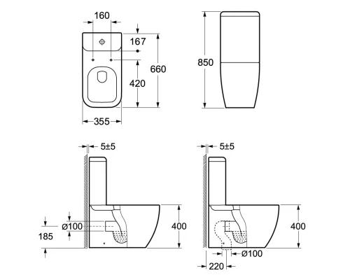 Унитаз-компакт с сиденьем микролифт Ambassador Forsa 247K19001S