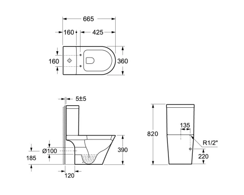 Унитаз-компакт с сиденьем микролифт Ambassador Ritz 237K19002S
