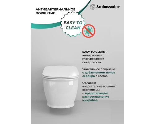 Подвесной безободковый унитаз с сиденьем микролифт Ambassador Royal 263K19002RS