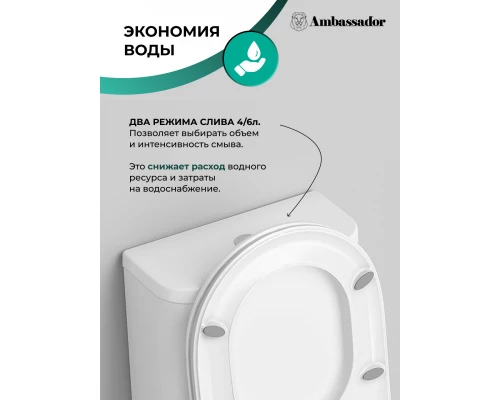 Унитаз-компакт безободковый с сиденьем микролифт Ambassador Abner 107K19001RS