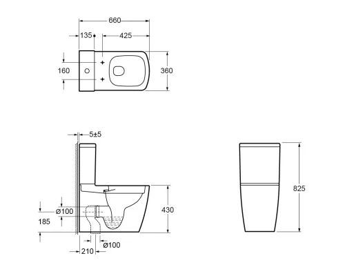 Унитаз-компакт безободковый с сиденьем микролифт Ambassador Kingston 147K19001RS