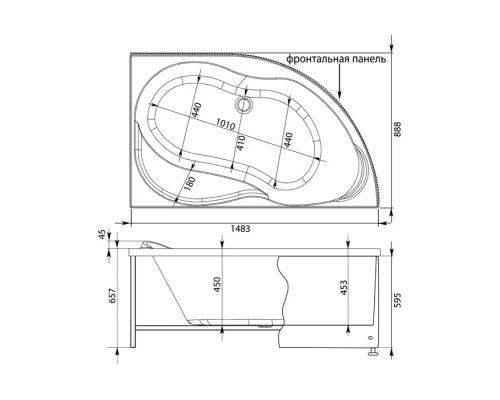 Акриловая ванна 148,3x88,8 см правая Aquanet Graciosa 00205389