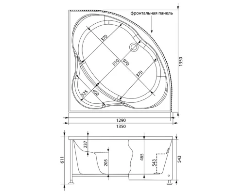 Акриловая ванна 135x135 см Aquanet Vitoria 00205371
