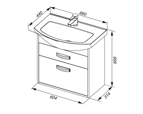 Тумба дуб кантенбери/белый 60,4 см Aquanet Грейс 00198378