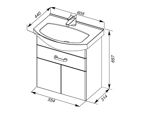 Тумба белый 55,4 см Aquanet Ирис 00198381