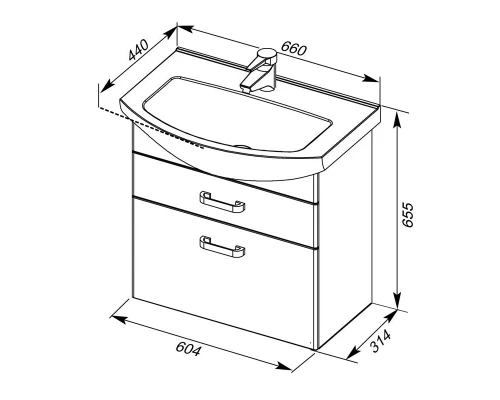 Тумба белый 60,4 см Aquanet Ирис 00198383