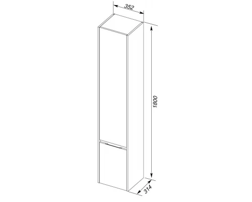 Пенал подвесной правый белый/дуб антик Aquanet Коста 00188408