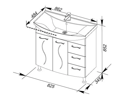 Тумба белый 82,5 см Aquanet Моника 00186771