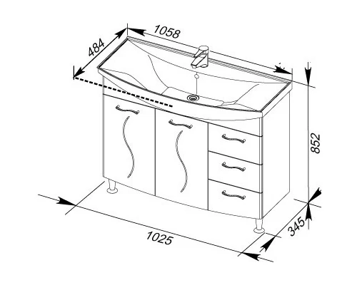 Тумба белый 102,5 см Aquanet Моника 00186772