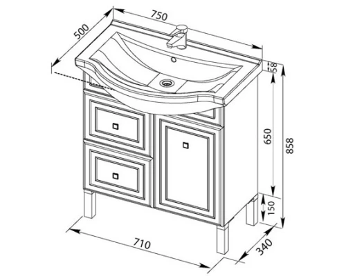 Тумба белый 71 см Aquanet Стайл 00181499