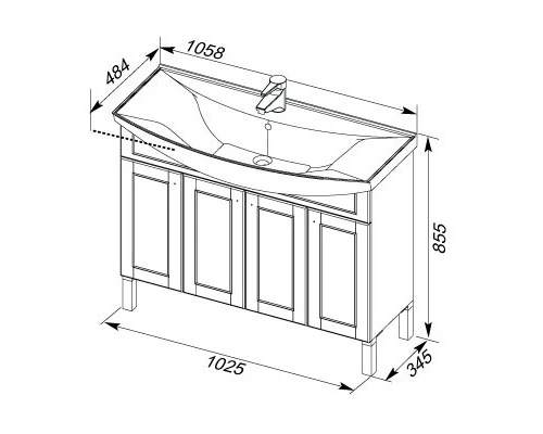 Тумба белый/патина серебро 102,5 см Aquanet Честер 00182630