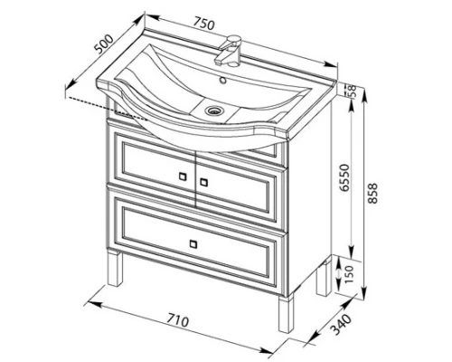 Тумба белый 71 см Aquanet Стайл 00181500