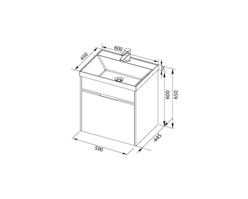 Тумба белый/бордо 59 см Aquanet Латина 00179936