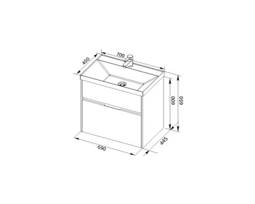 Тумба белый 69 см Aquanet Латина 00180032